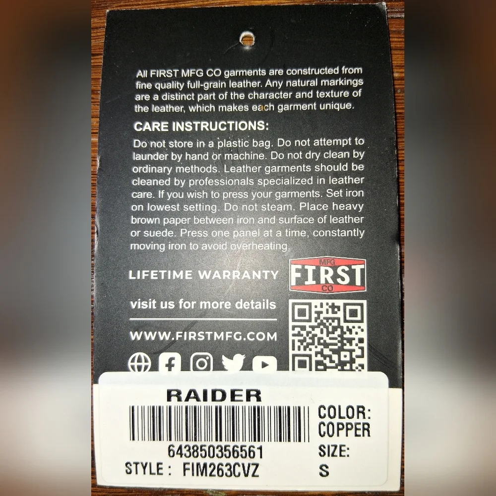 First Mfg Co FIM263 | Raider - Men's Motorcycle Leather Jacket NWT - Picture 3 of 12